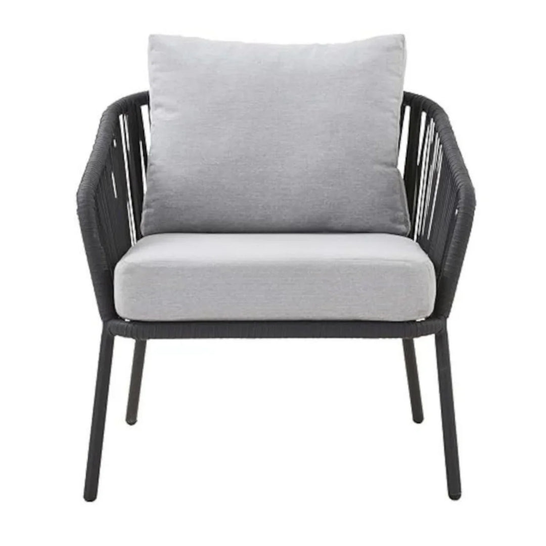 Azalea 4-Piece Outdoor Rope Patio Sofa Set (Black & Off-White)