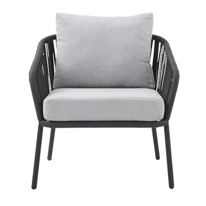 Azalea 4-Piece Outdoor Rope Patio Sofa Set (Black & Off-White)