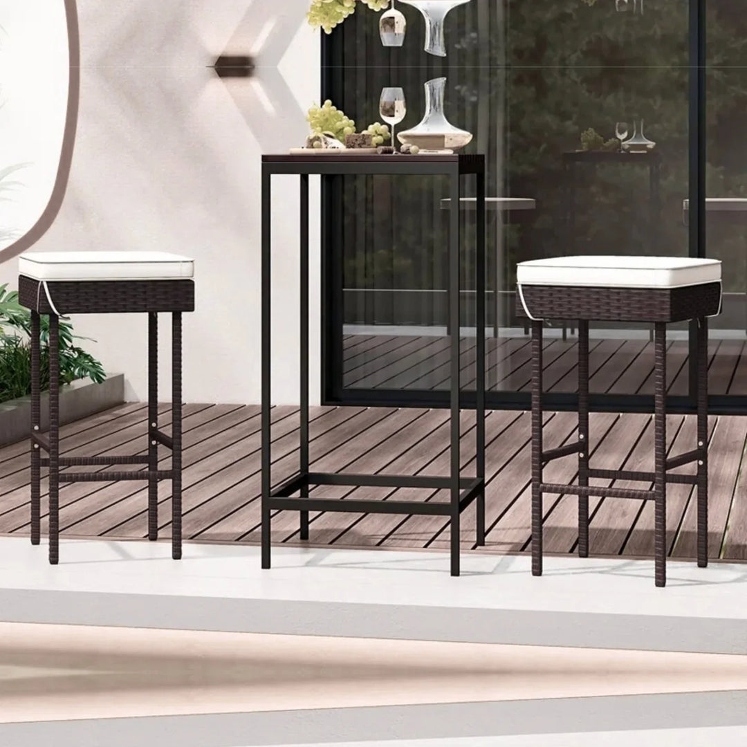 Lourdes 2-Piece Rattan Wicker Patio Bar Stools
