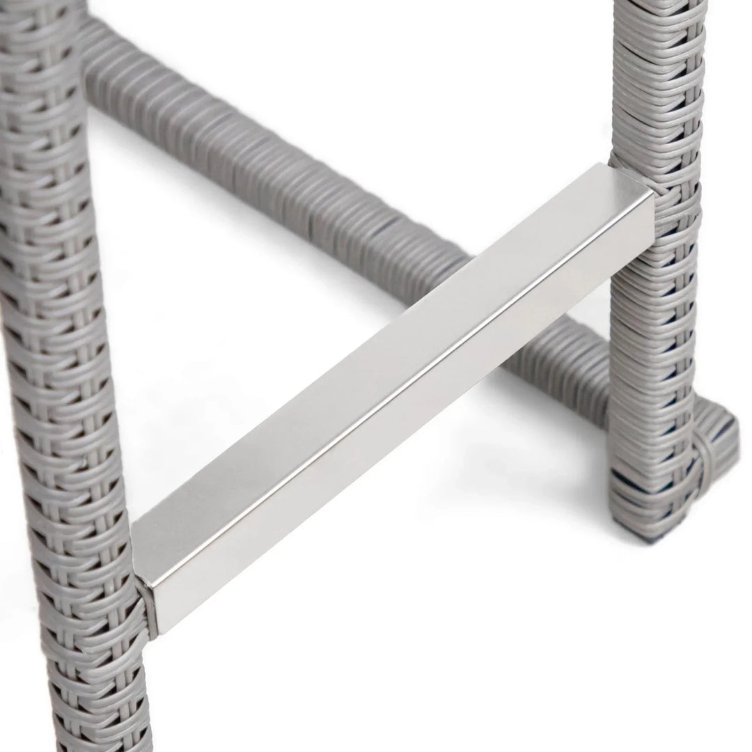 Thandi 7-Piece Outdoor Rattan Wicker Bar Set with Round Glass Top Table