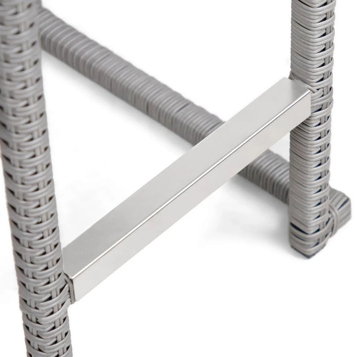 Thandi 7-Piece Outdoor Rattan Wicker Bar Set with Round Glass Top Table