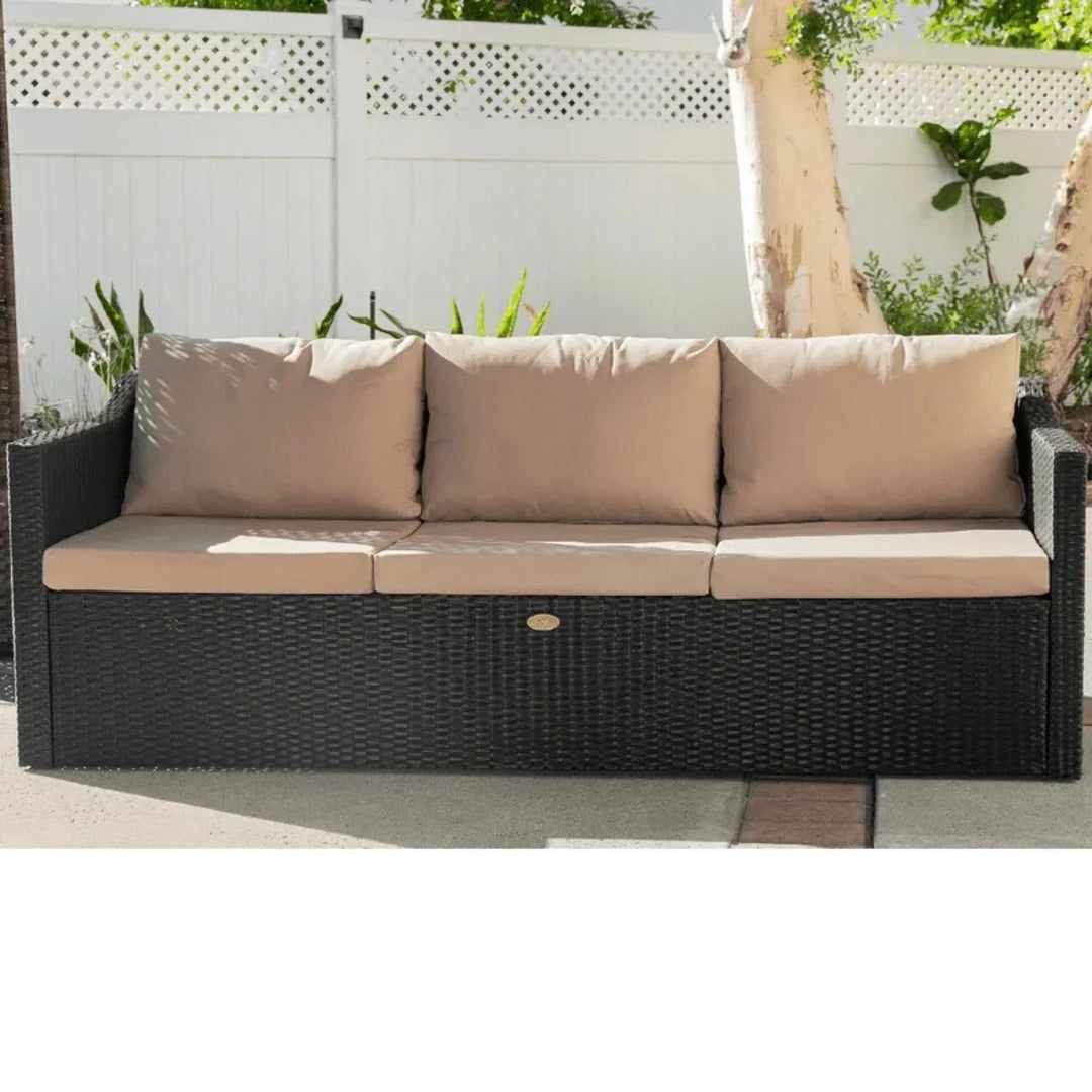 Indulekha Outdoor All-Weather Rattan Wicker Three Seater Sofa