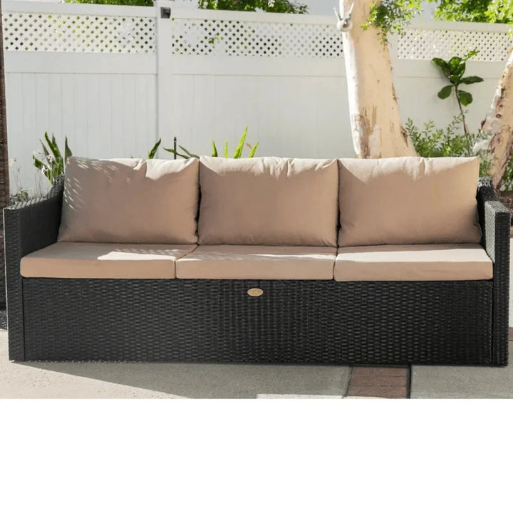 Indulekha Outdoor All-Weather Rattan Wicker Three Seater Sofa
