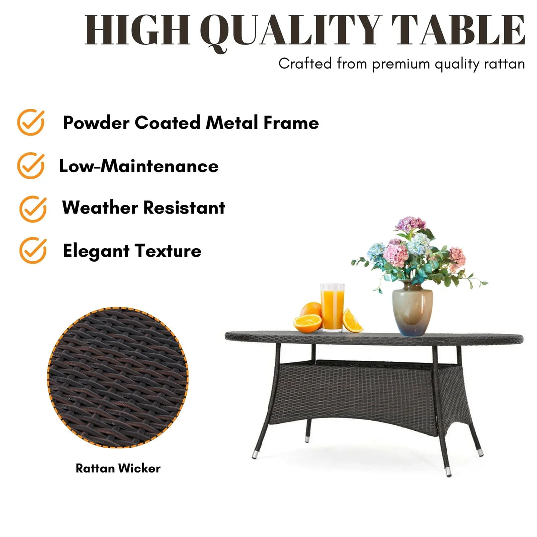 Palesa 7-Piece Outdoor Rattan Wicker Dining Table Set