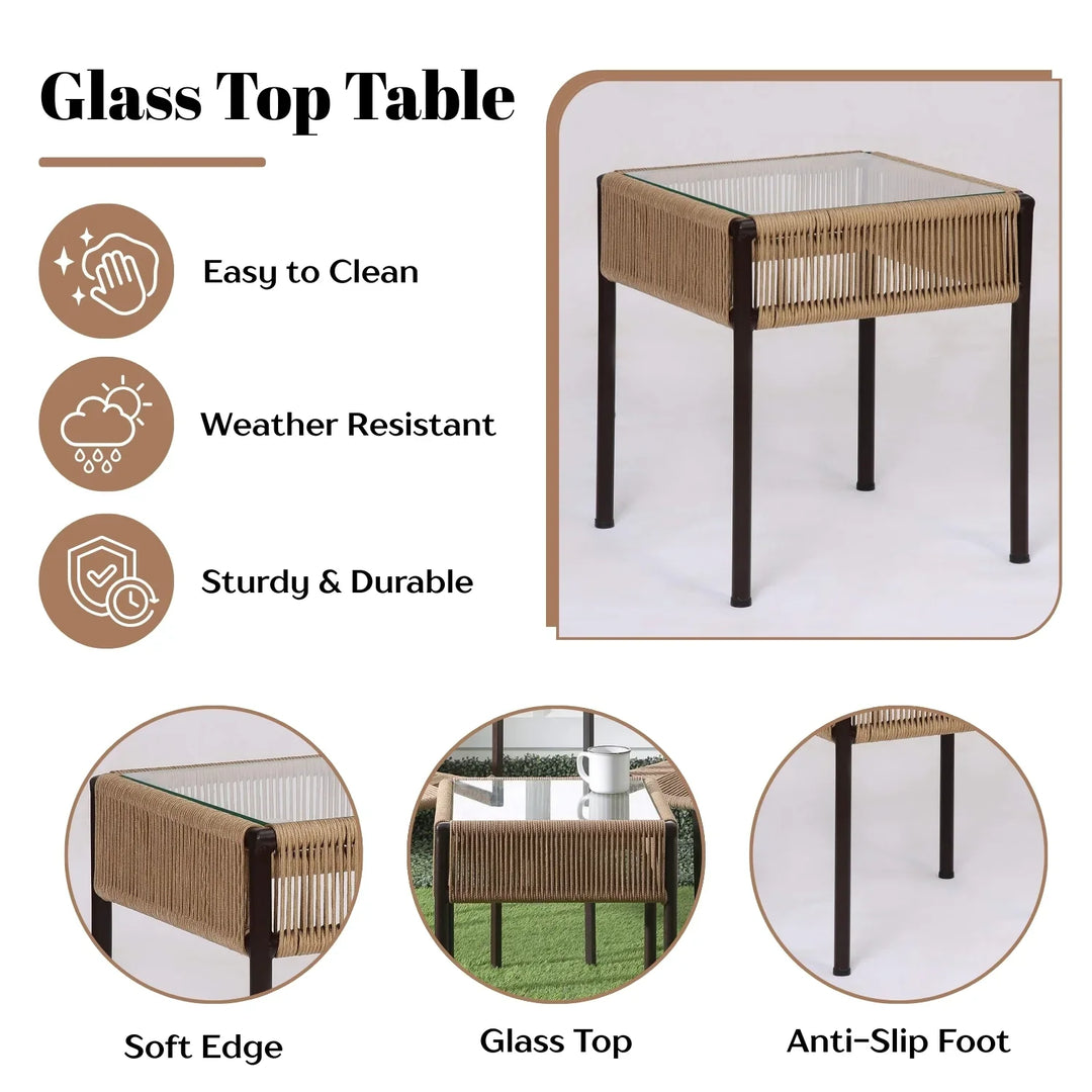 Indigo Outdoor Rope 3-Piece Patio Set (Beige)