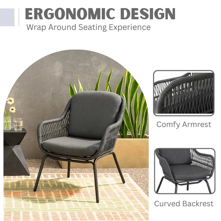 Roshni 3 Piece Outdoor Rope Patio Set