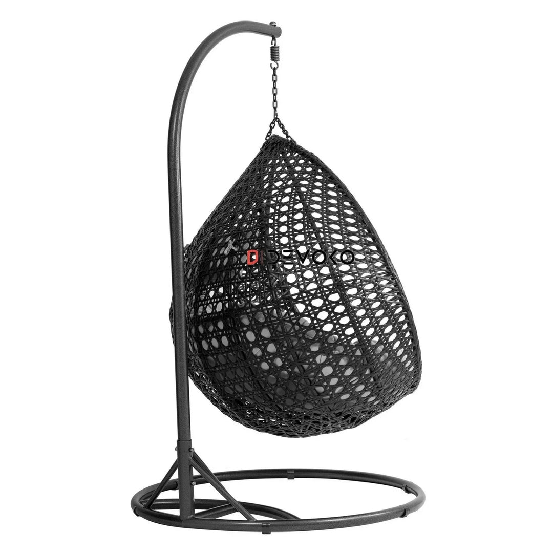 Hai Double Seater Rattan & Wicker Swing (Black & Grey)