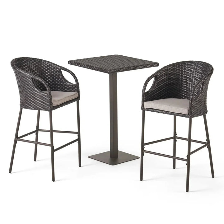 Juwairiya Outdoor Bar Set with High Top Table – All-Weather Rattan