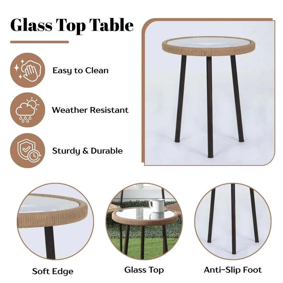 Rania 3-Piece Outdoor Beige Rope Patio Set