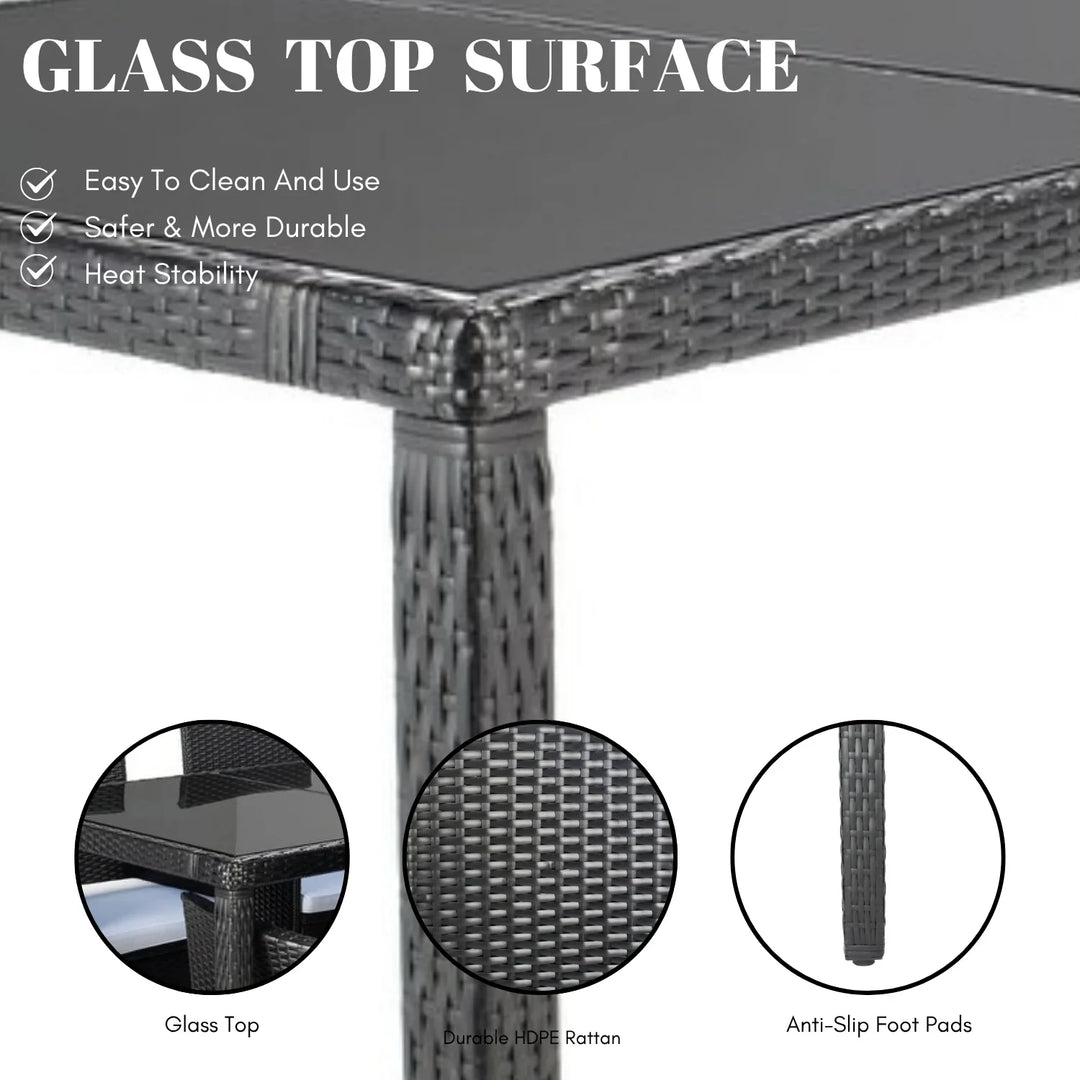 Zinnia 9-Piece Outdoor Rattan Wicker Dinning Table Set