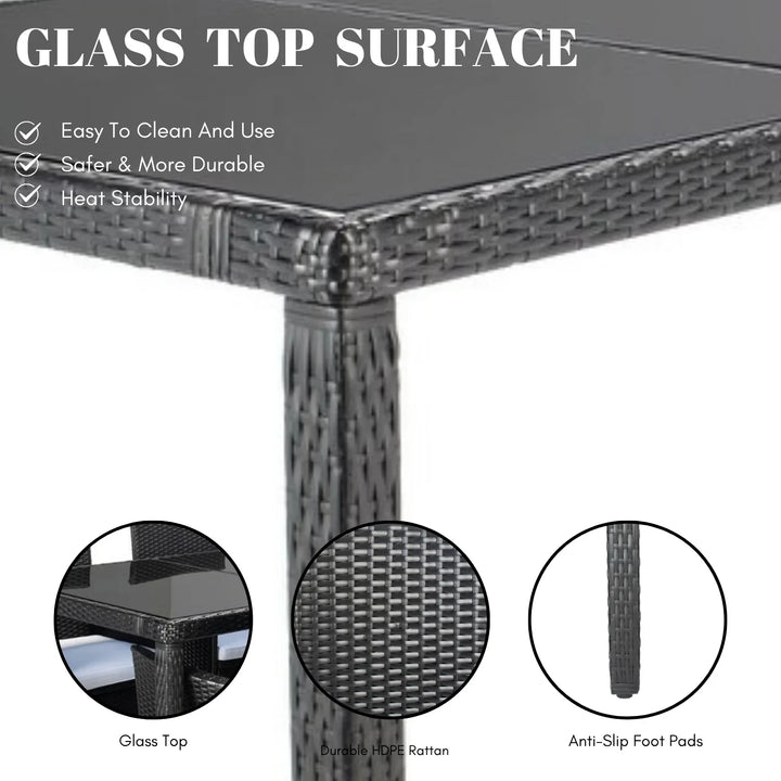 Zinnia 9-Piece Outdoor Rattan Wicker Dinning Table Set