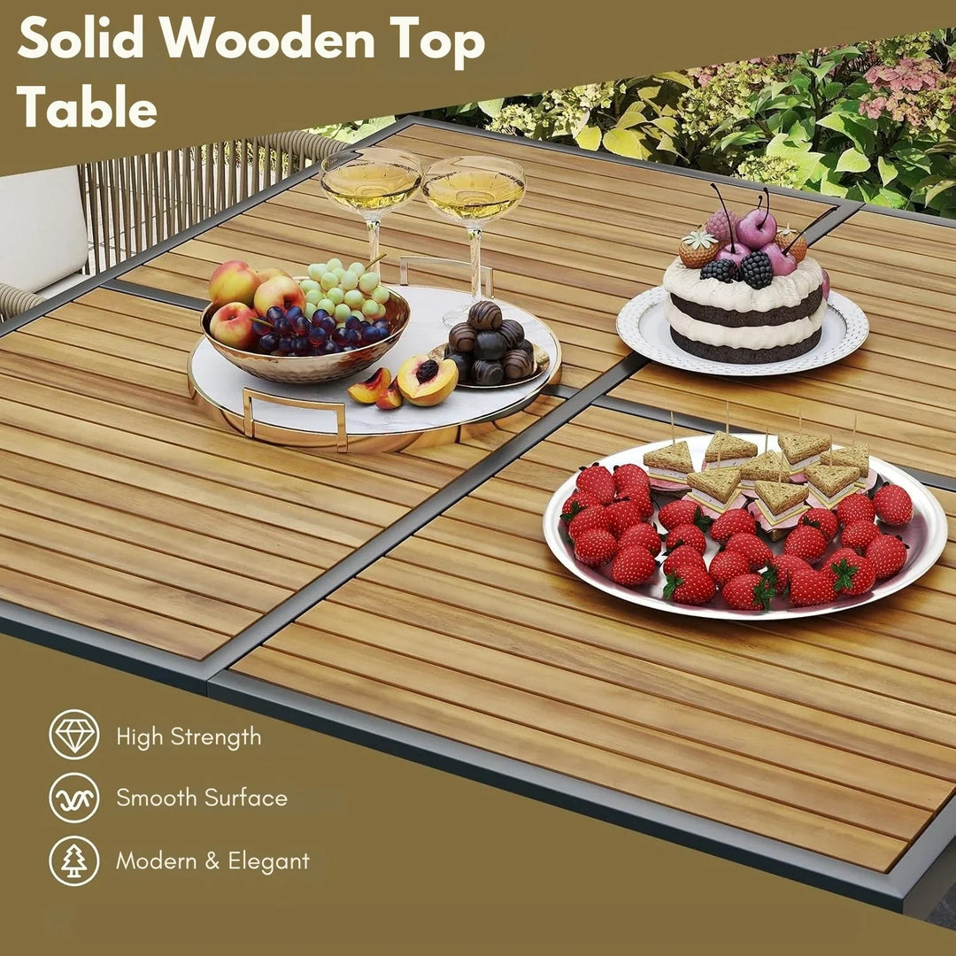 Yun 5-Piece Outdoor Patio Dining Set with Square Wood Tabletop