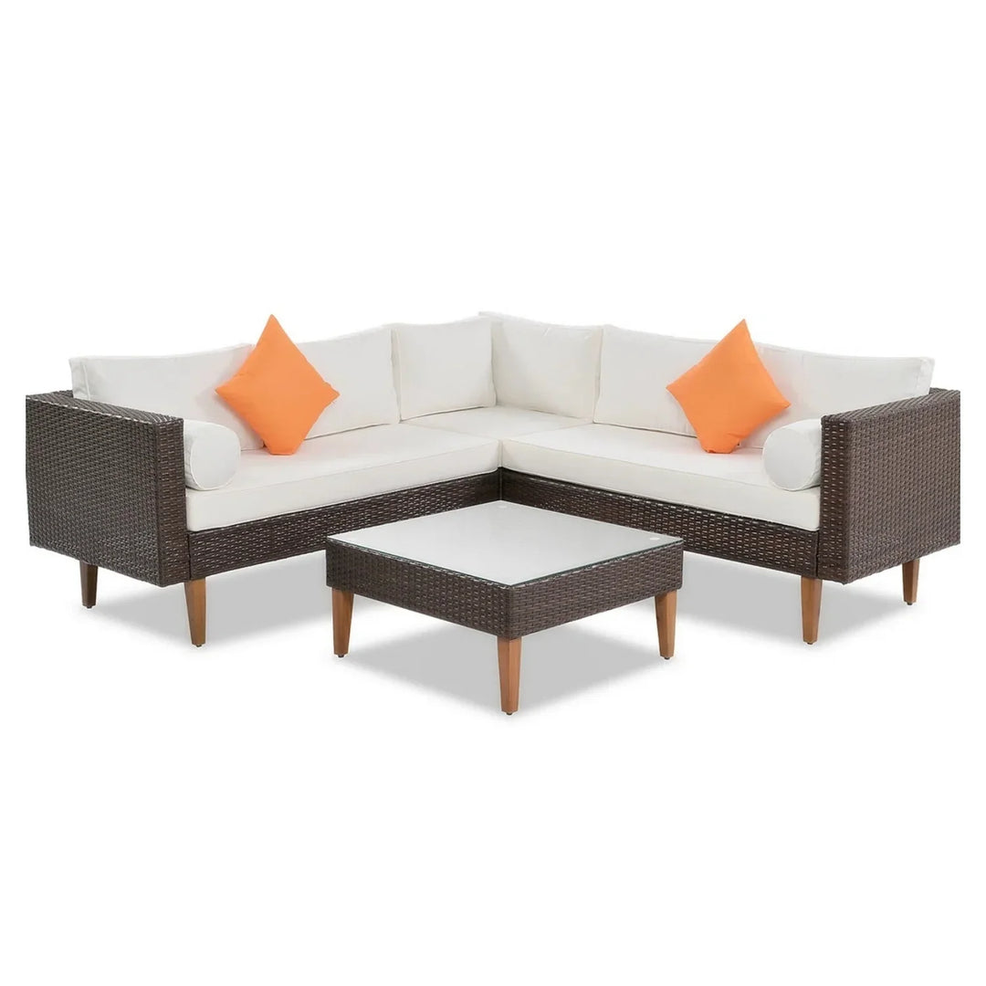 Manuela 3-Pieces Outdoor Wicker  L-Shape Sofa Set