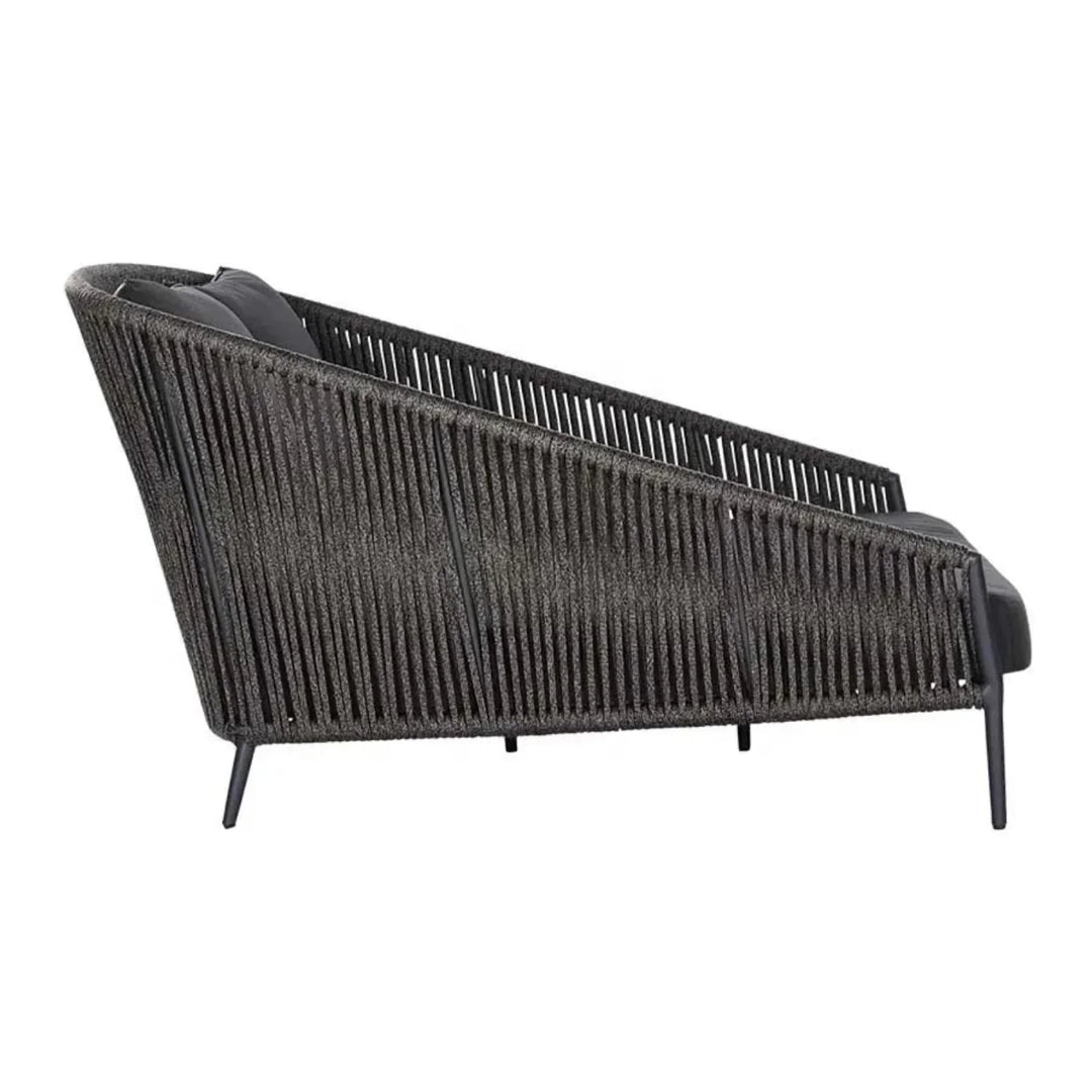 Delphine Outdoor Grey Rope Patio Daybed with Comfortable Dark Grey Cushion