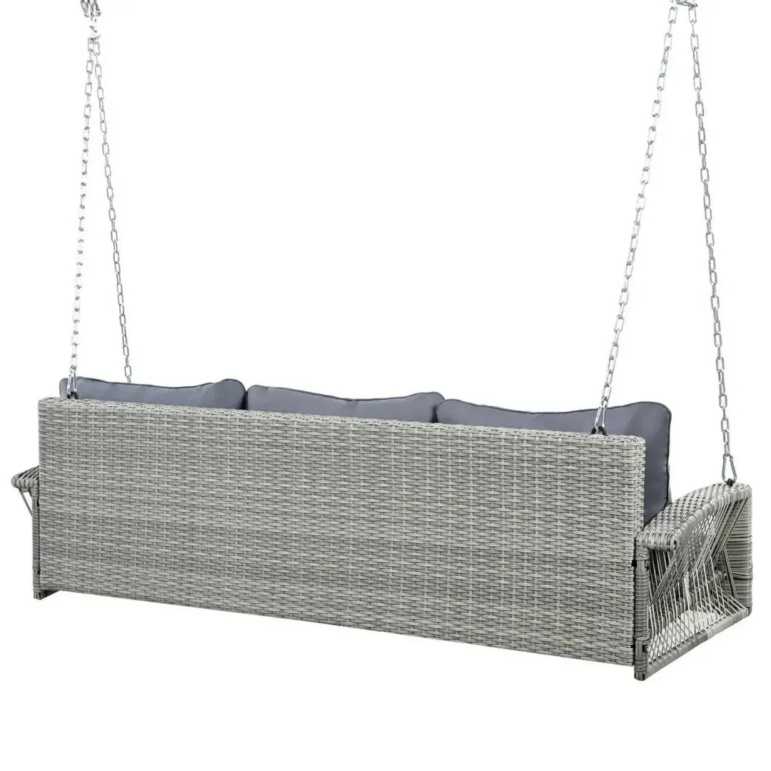 Isolde Outdoor Large HDPE Wicker 3-Person Porch Swing