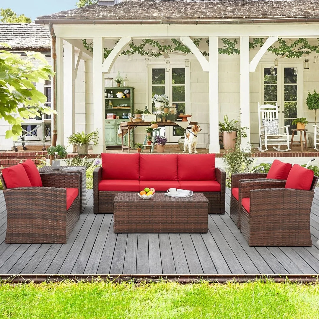 Poorvi Outdoor 7-Seater Wicker Sectional Sofa Set