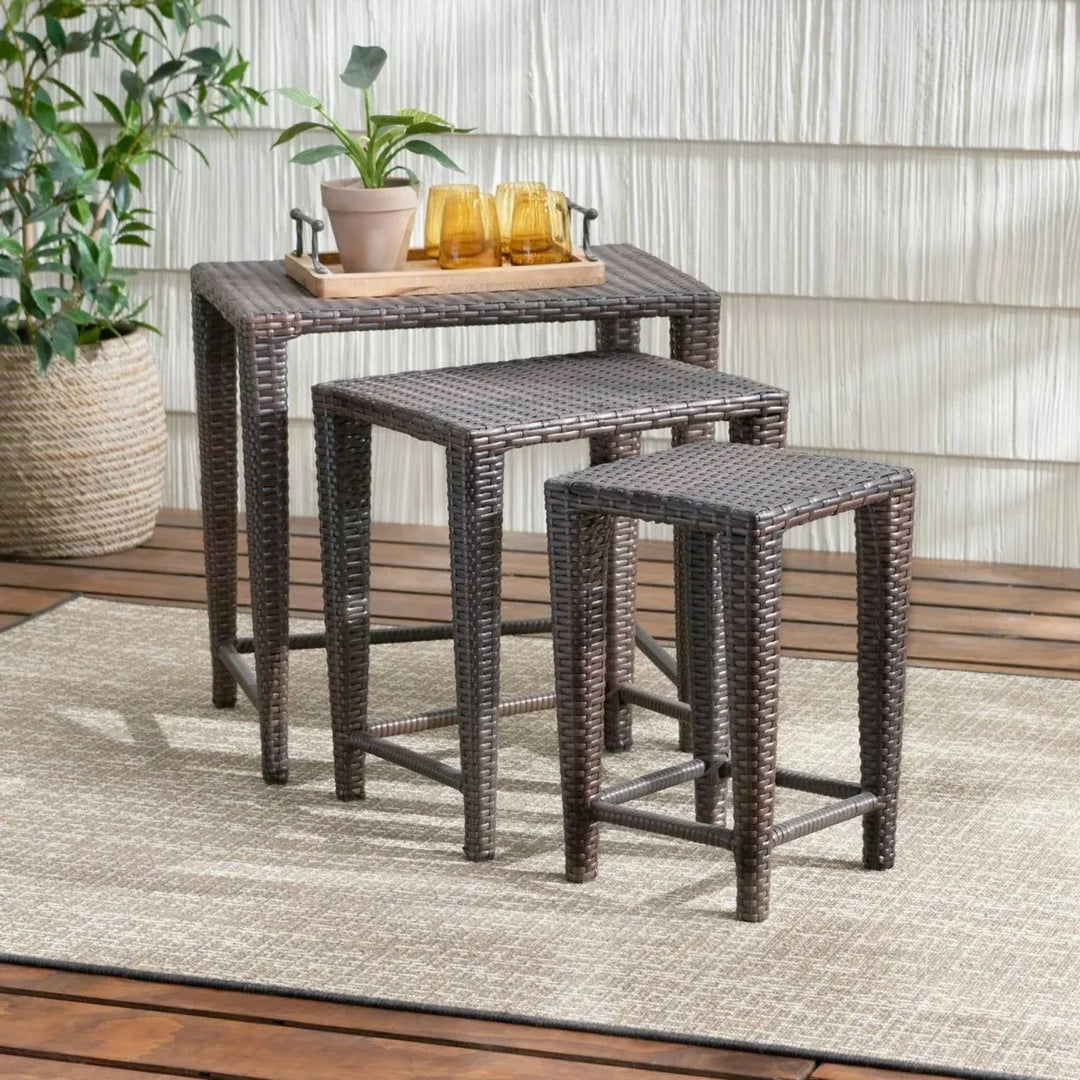 Sitara 3-Piece Wicker Garden Bistro Set in Dark Brown