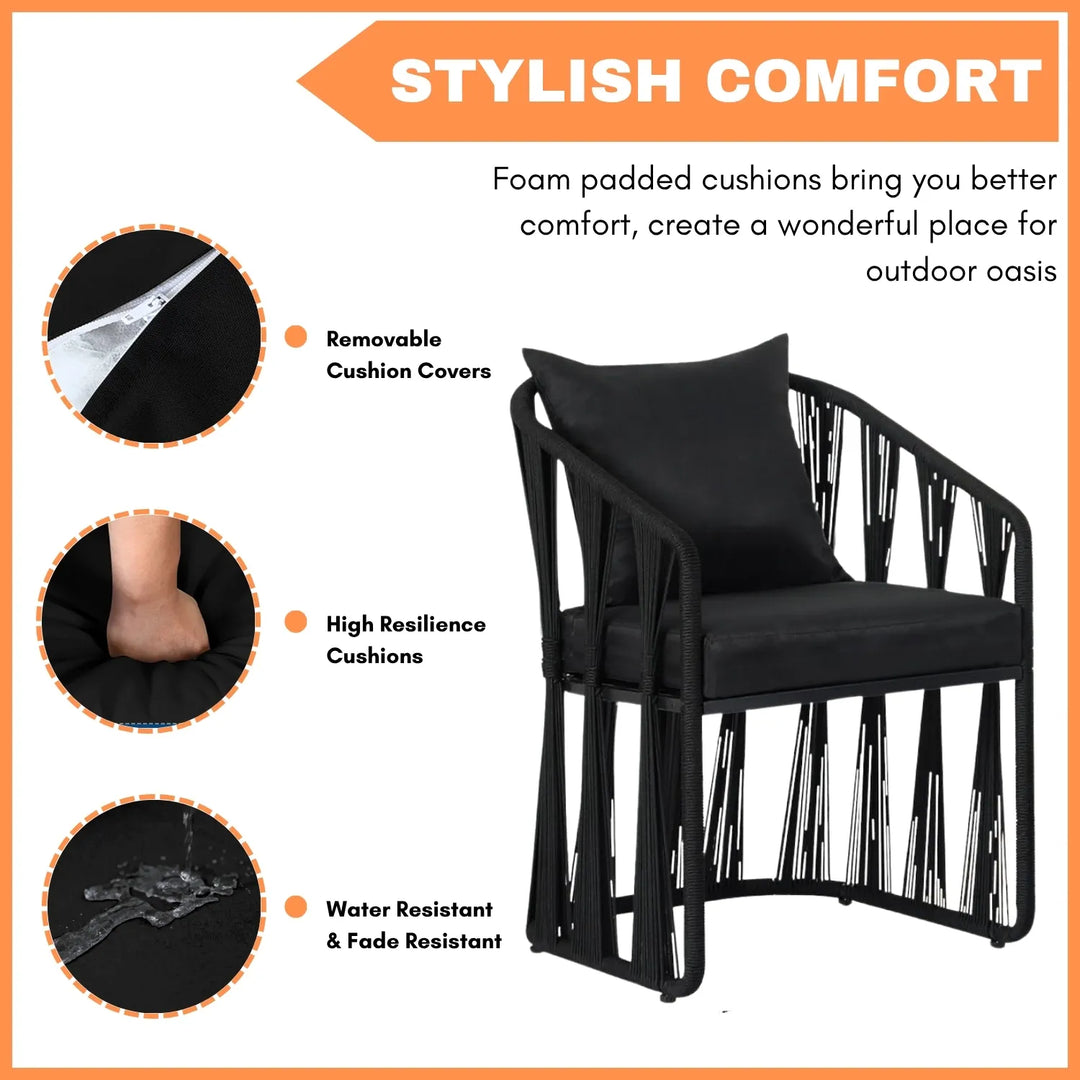 Greer Outdoor Rope 3-Piece Patio Set