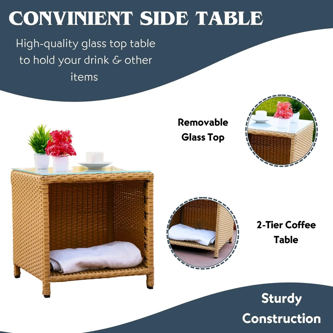 Dhanvi Outdoor 5 Piece Patio Wicker All Weather Sectional Furniture Set