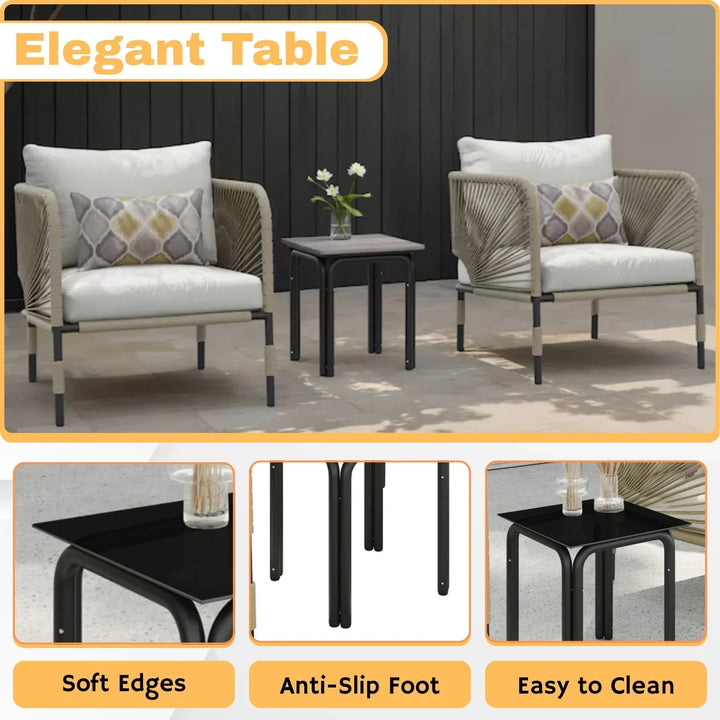 Taylor 3 Piece Garden Outdoor Rope Patio Set