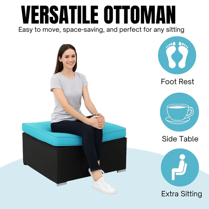 Vesna 6-Piece Outdoor Conversation Set (Black/Sky-Blue)