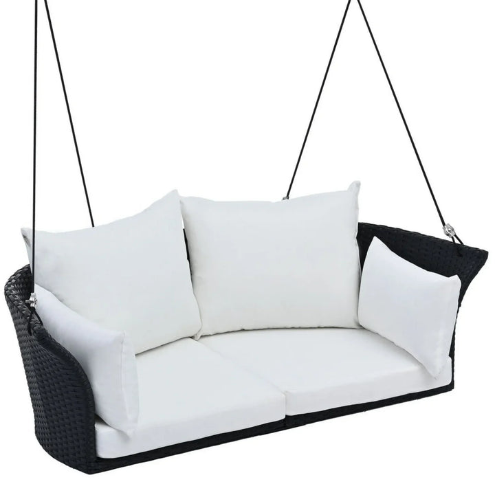 Ebube Outdoor Rattan Wicker Hanging Swing Chair with Cushion