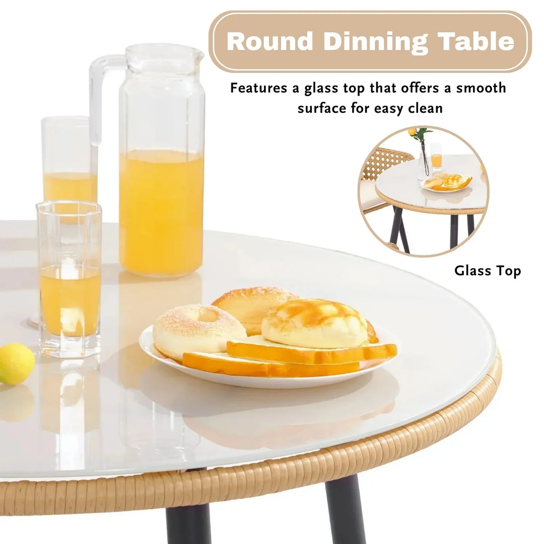 Beatriz 5-Piece Outdoor Patio Dining Set with Rattan Chairs & Glass Top Table