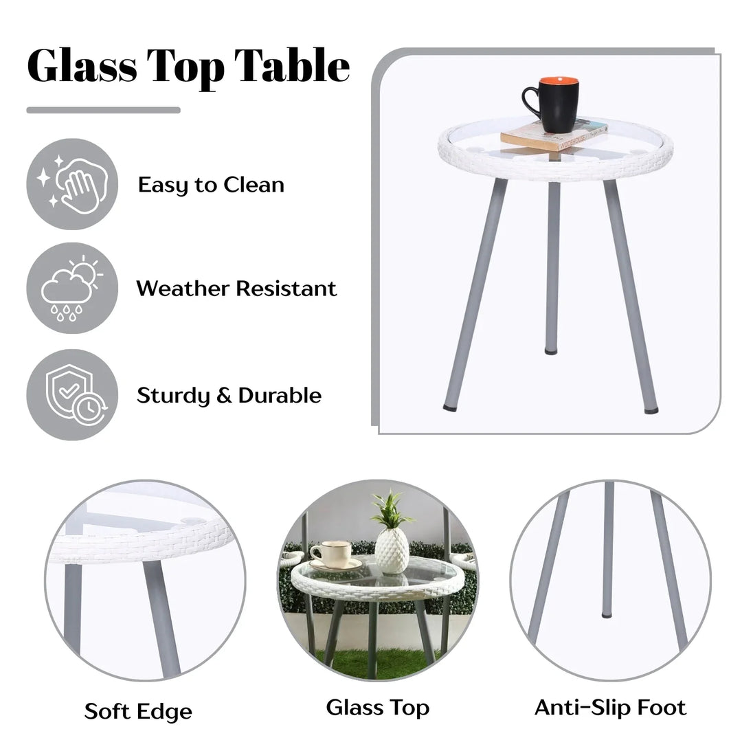 Celestia 3-Piece Outdoor White Rope Patio Set