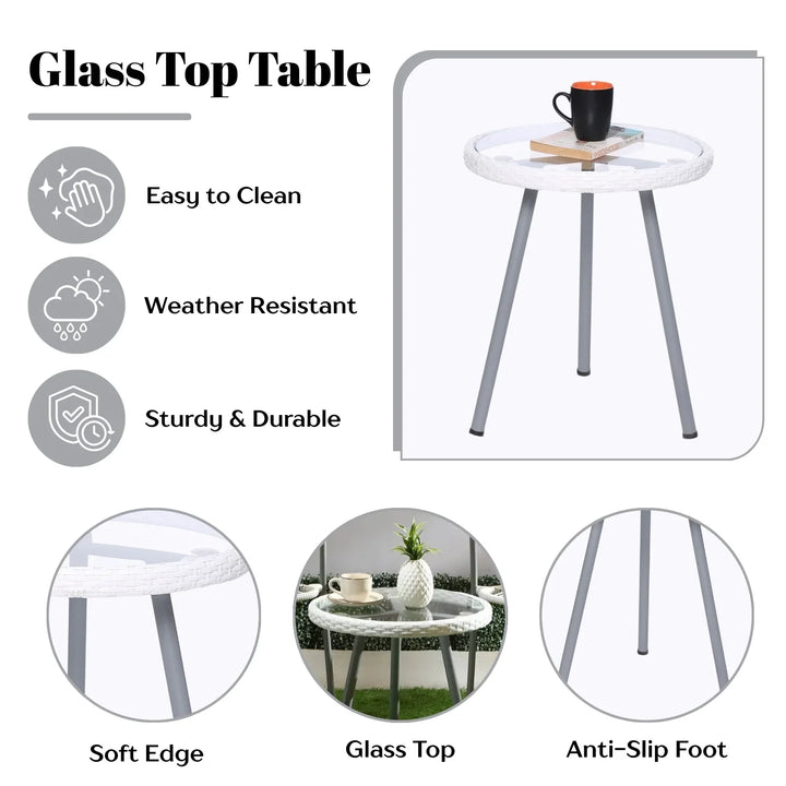 Celestia 3-Piece Outdoor White Rope Patio Set