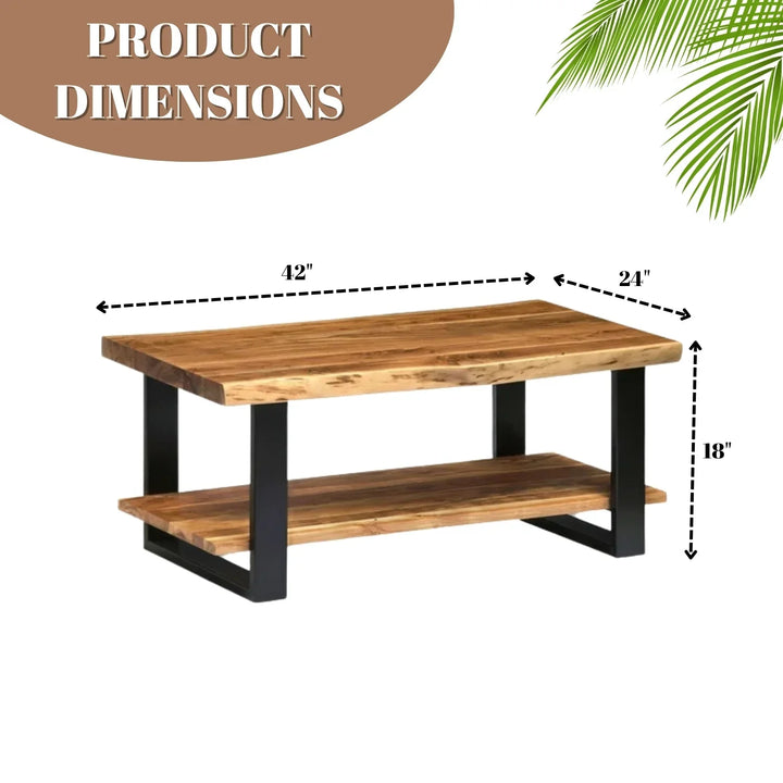 Samira 2-Tier Natural Wood Top Center Table