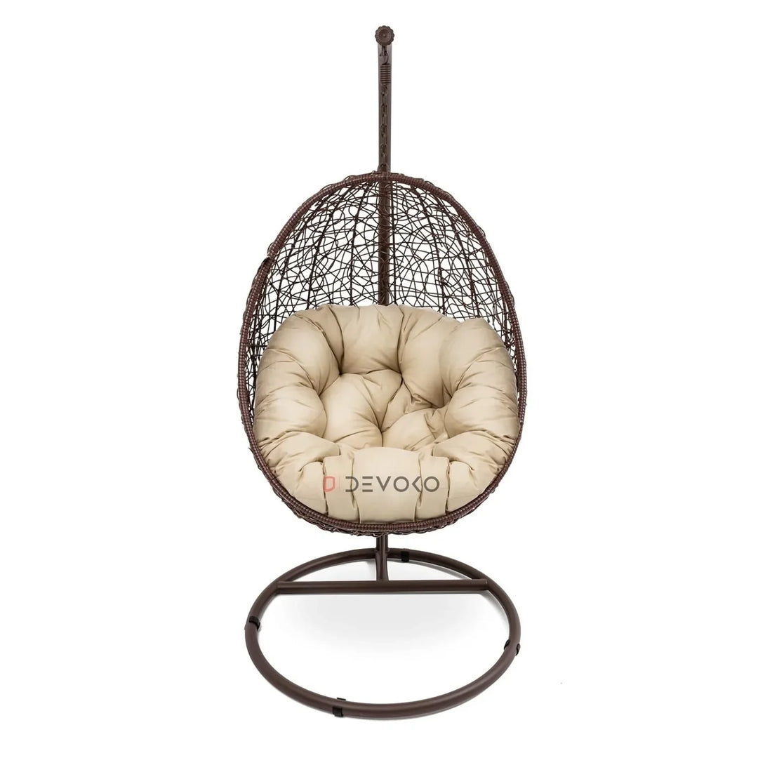 Single Seater Rattan & Wicker Swing (Brown & Cream)