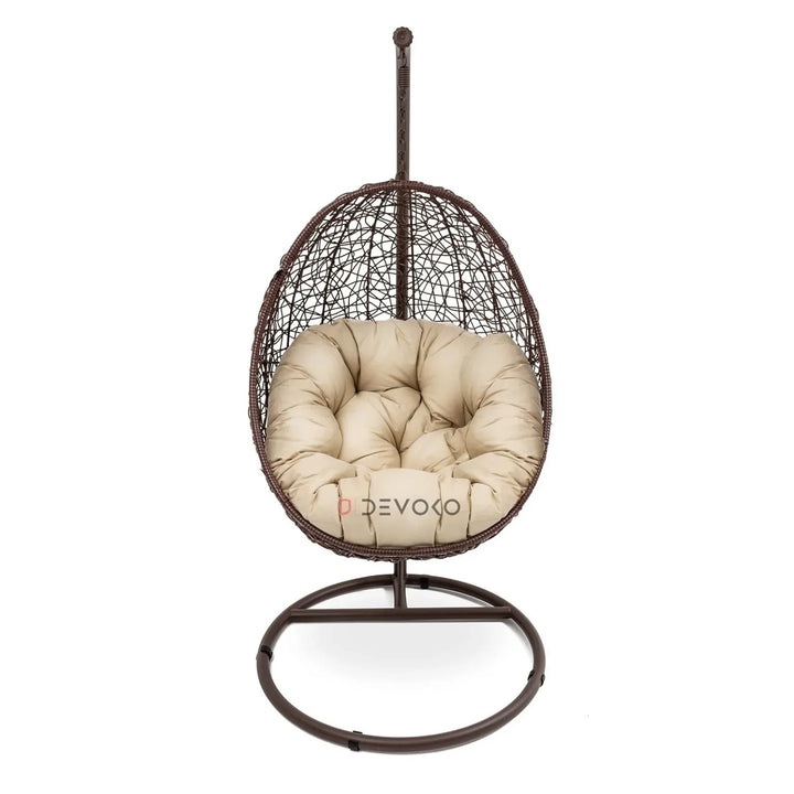 Single Seater Rattan & Wicker Swing (Brown & Cream)