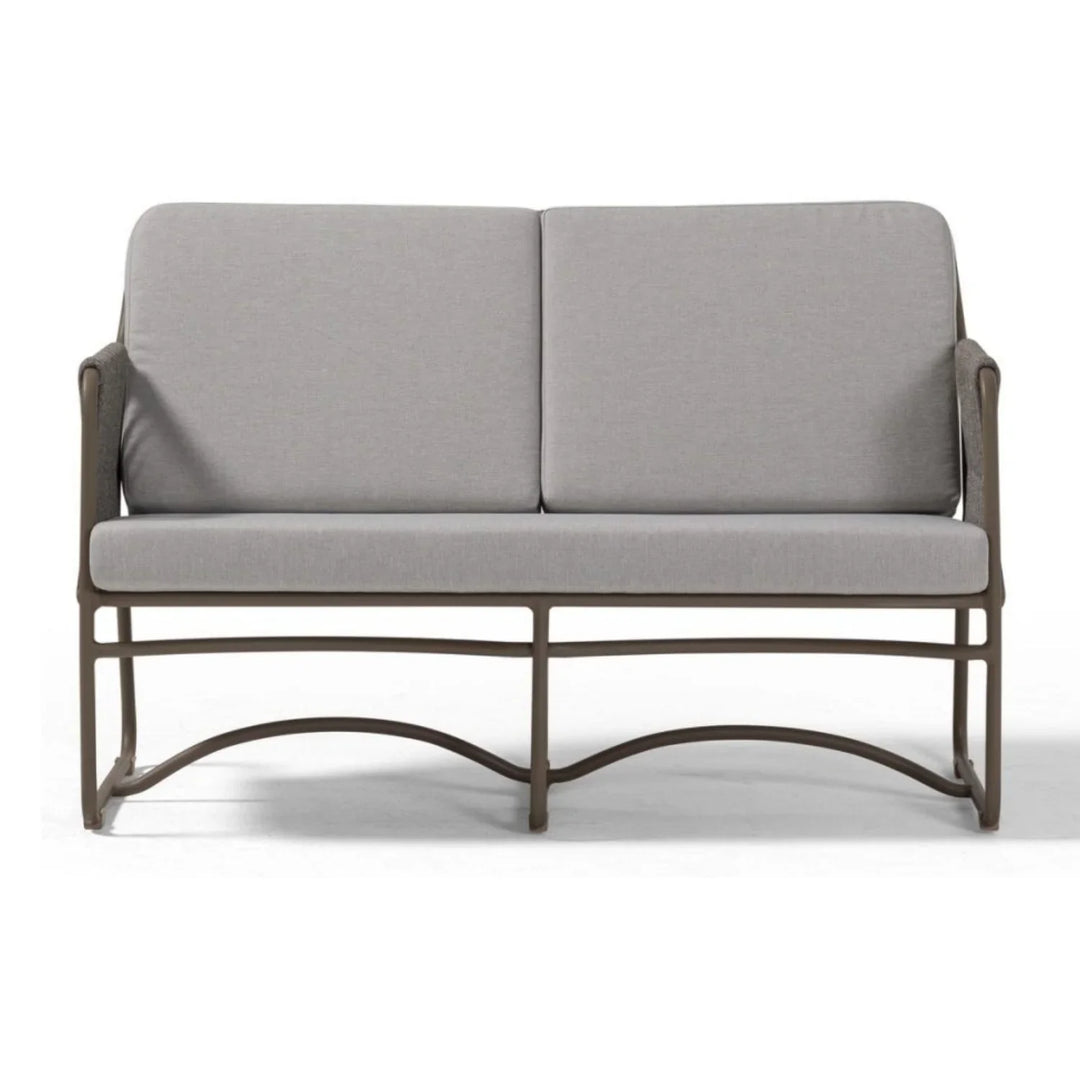 Isabeau Outdoor Rope Loveseat Sofa Set With Wooden Top Table