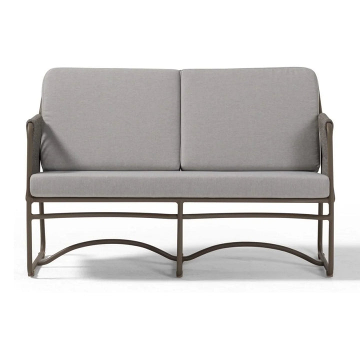 Isabeau Outdoor Rope Loveseat Sofa Set With Wooden Top Table