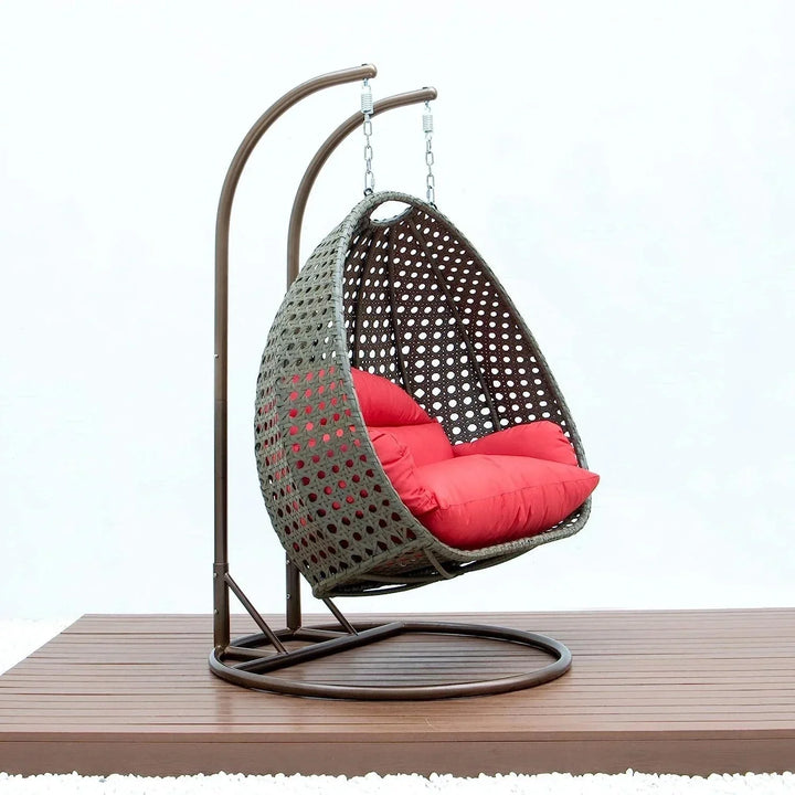 Fen Double Seater Hanging Swing Chair (Dark Brown/Red)