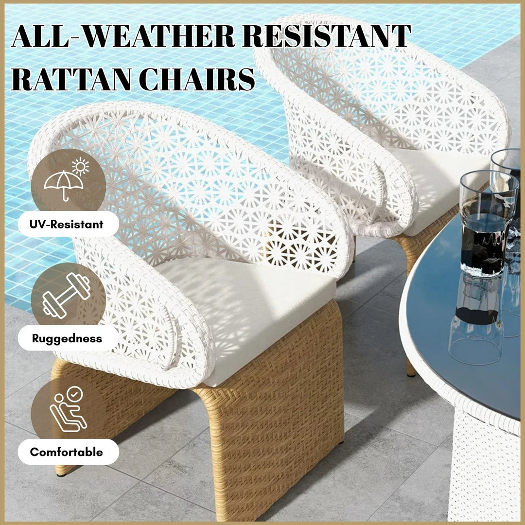 Zola 7 Pieces Outdoor Wicker Dining Set with Double Tone Armchairs