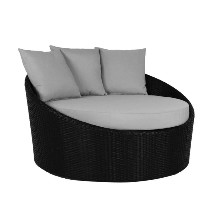 Helene Outdoor Rattan Wicker Daybed with Glass Top Table