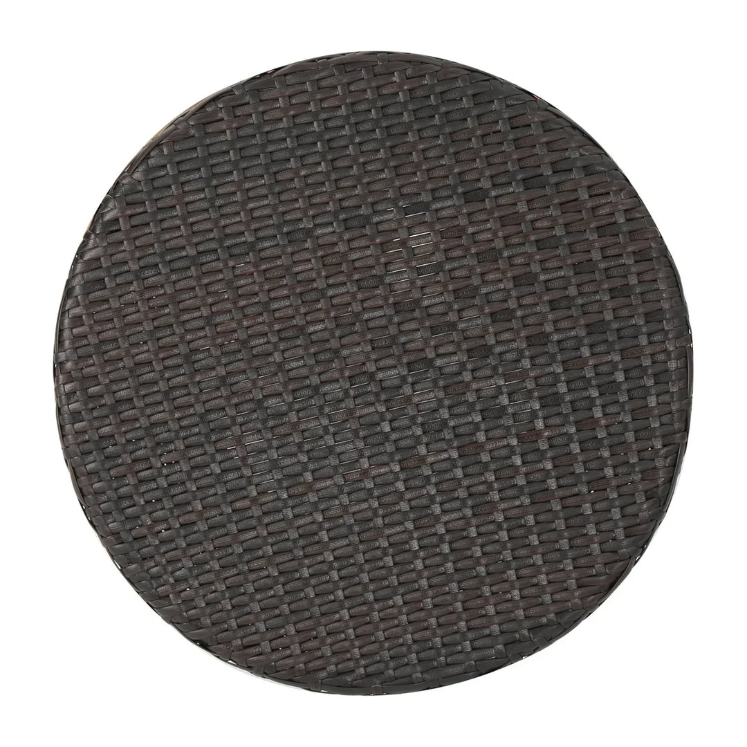 Faustine Outdoor Wicker Round Patio End Table