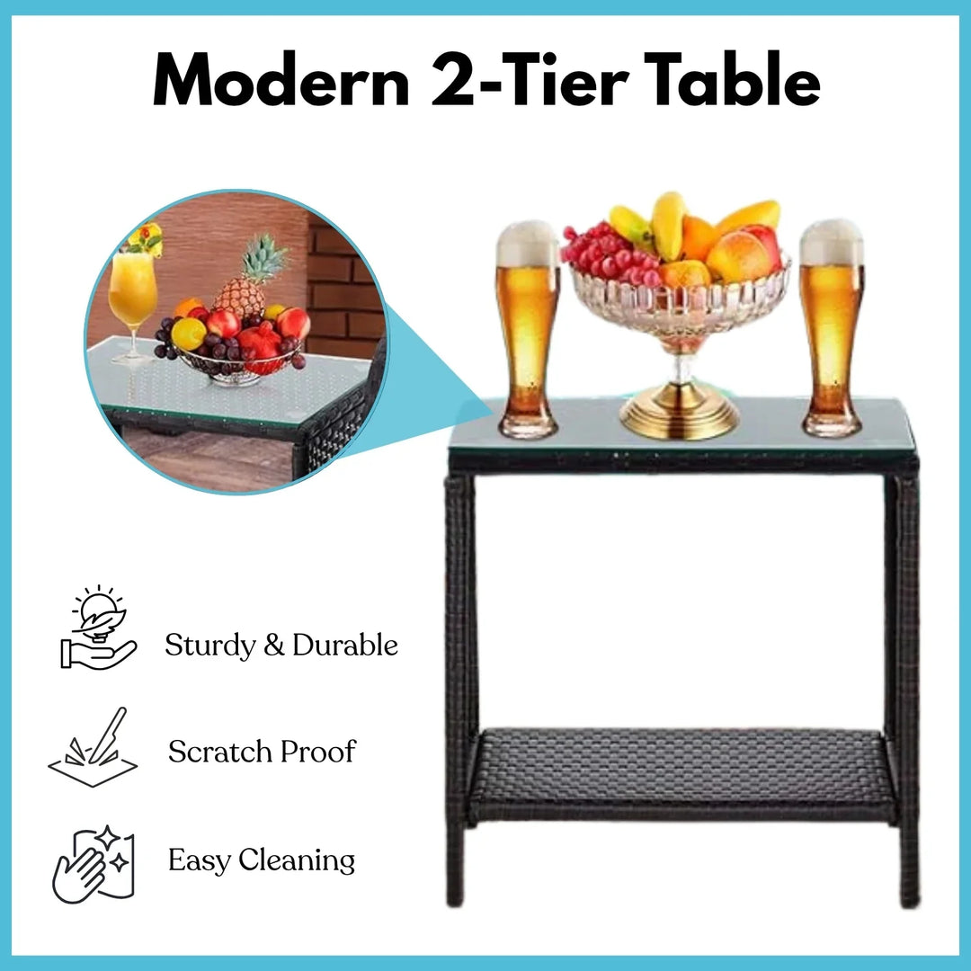 Eesha Outdoor 5 Piece Patio Wicker Furniture Set