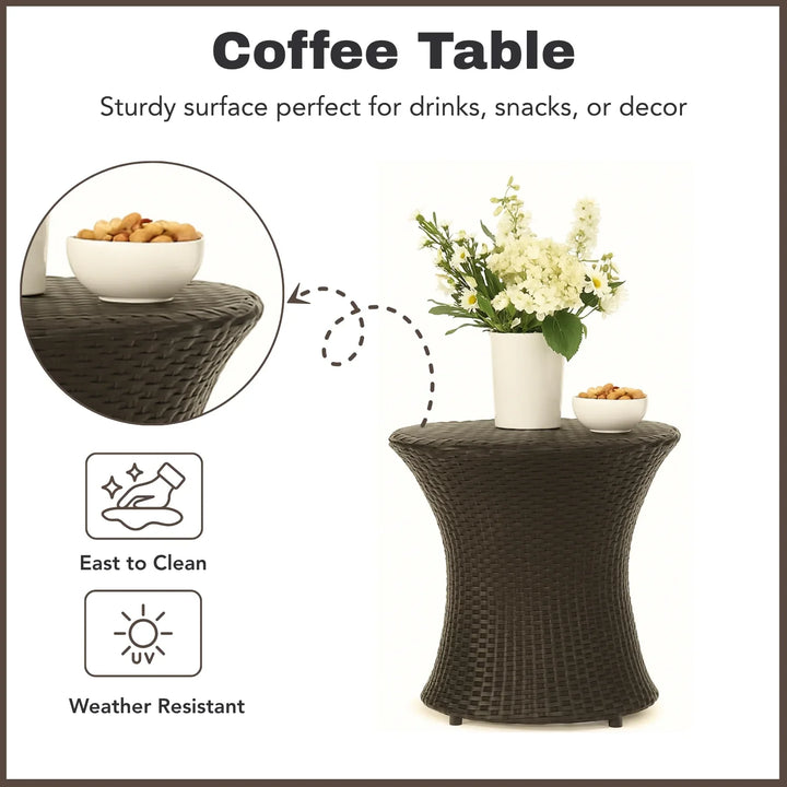 Nike Outdoor Rattan Wicker Lounge Chairs Set of 2 with Matching Side Table