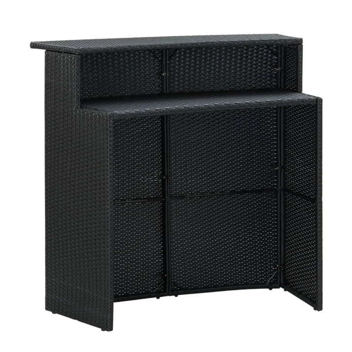 Francisca Outdoor Rattan Wicker Bar Table With a High-Top Design & Integrated Storage Shelf