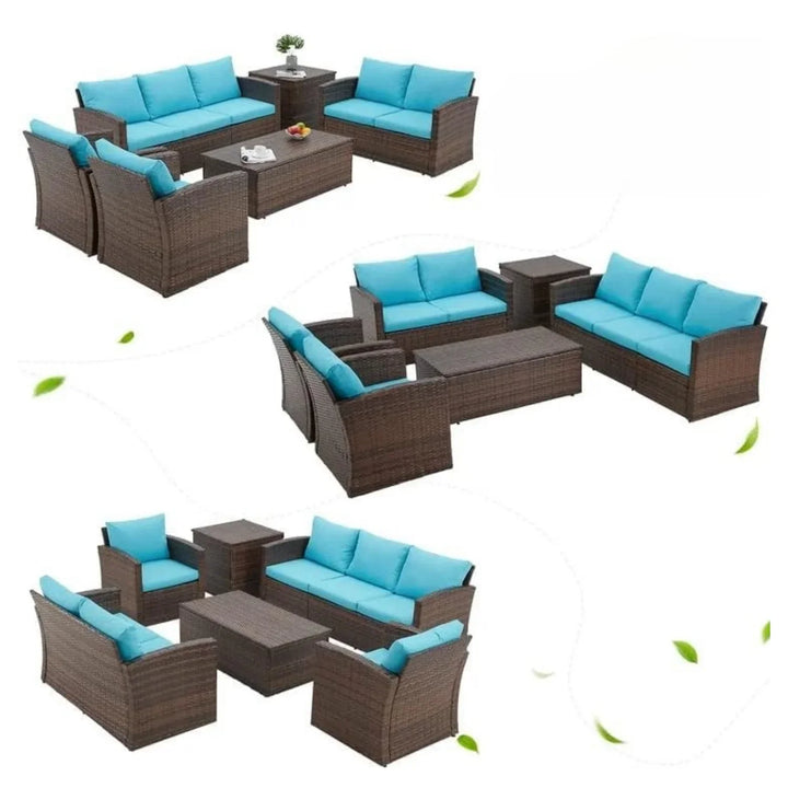 Radhani Outdoor 7-Seater Wicker Sectional Sofa Set