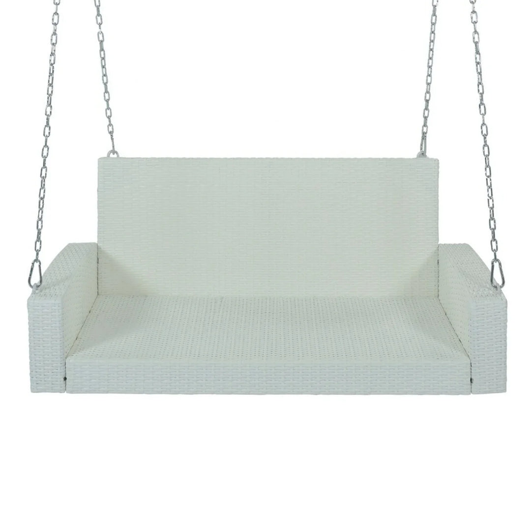 White Rattan Wicker Two Seater Sofa Swing
