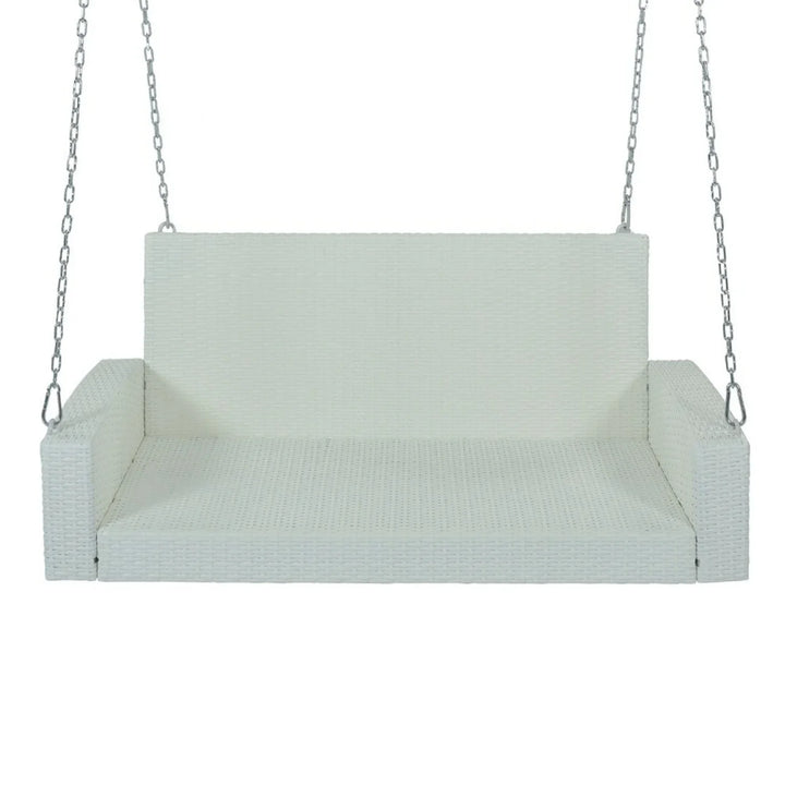 White Rattan Wicker Two Seater Sofa Swing