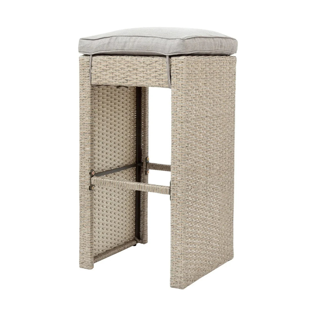 Natsuki 5-Piece Outdoor Rattan Wicker Bar Set with Glass Top Table