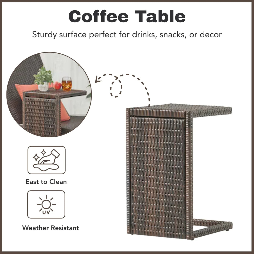 Ronke Outdoor Rattan Wicker Lounge Chairs Set of 2 with Matching Side Table