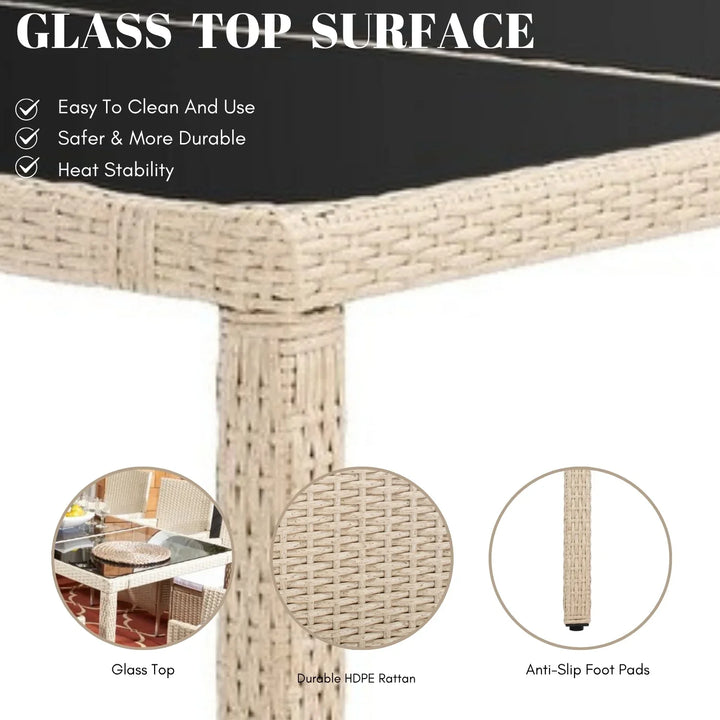 Bongiwe 9-Piece Outdoor Rattan Wicker Dinning Table Set