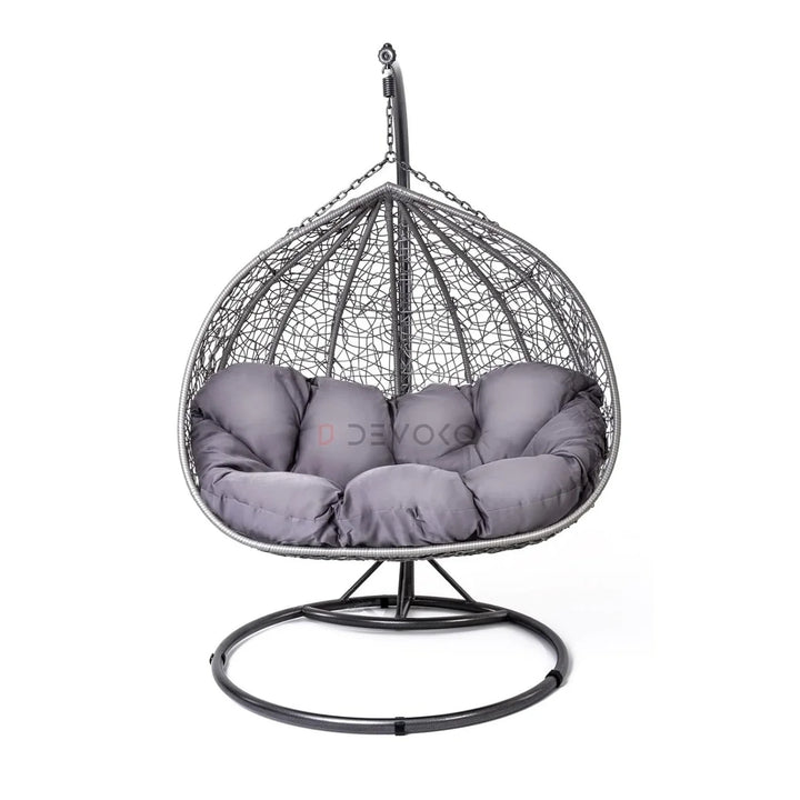 Jiao Double Seater Rattan & Wicker Swing (Grey)