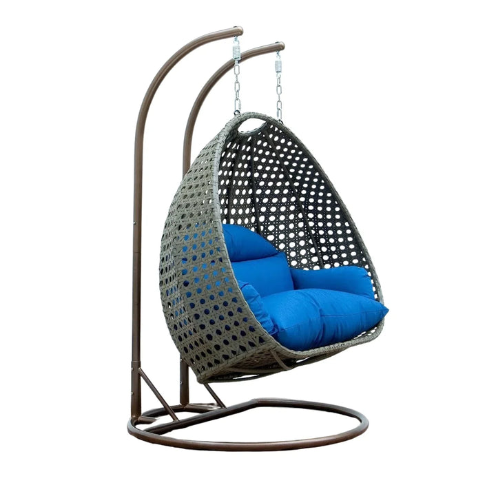 Guo Double Seater Hanging Swing Chair (Dark Brown/Royal Blue)