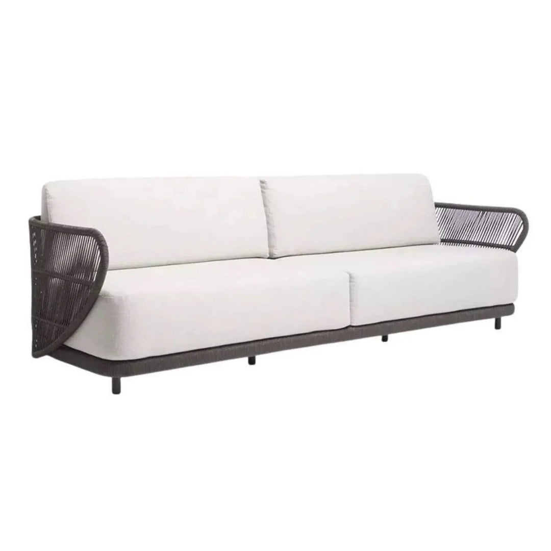 Laken Outdoor Rope 4 Seater Sofa Set With Glass Top Tables